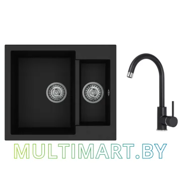 Кухонная мойка Aquasanita Tesa SQT 150+Sabia 5523 601 black metallic
